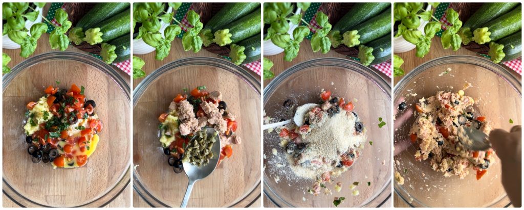 Gefüllte Zucchini nach sizilianischer Art mit Thunfisch im Ofen