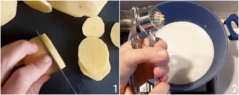 gratin dauphinois oder französisches Kartoffelgratin Originalrezept ohne Eier oder Käse il chicco di mais 1 schneide kartoffeln