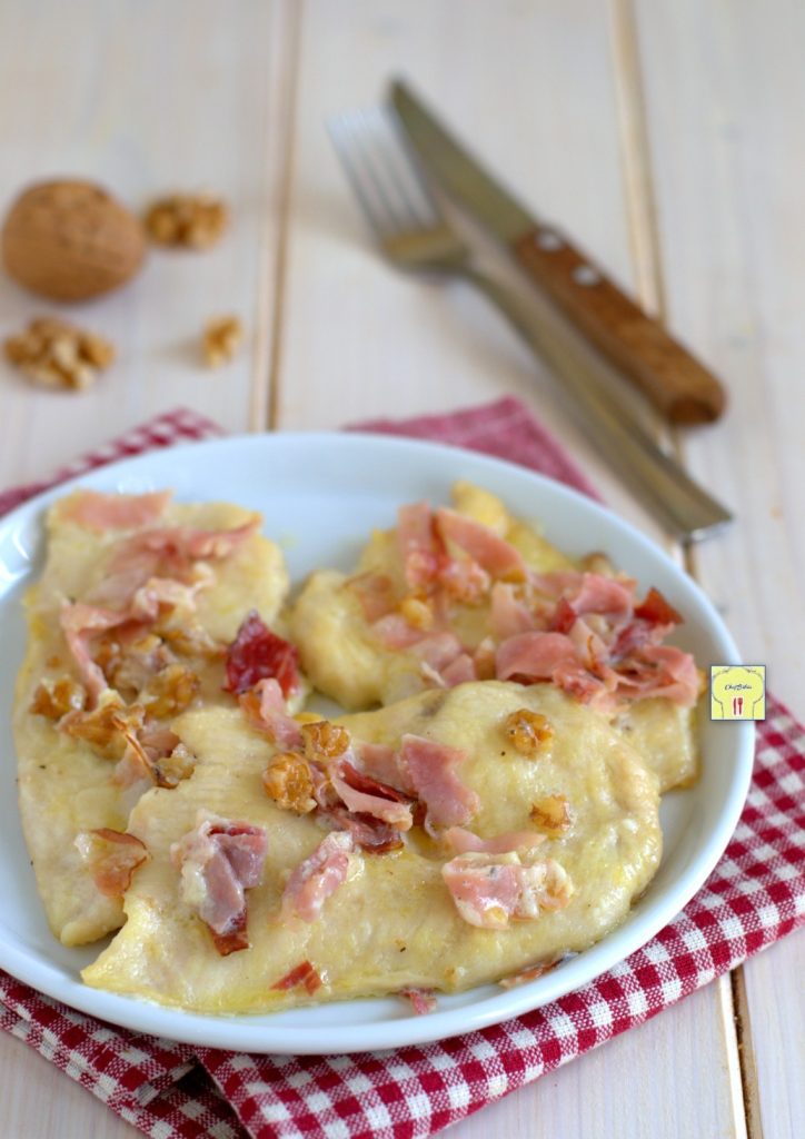 Hähnchenschnitzel mit Speck und Walnüssen gp