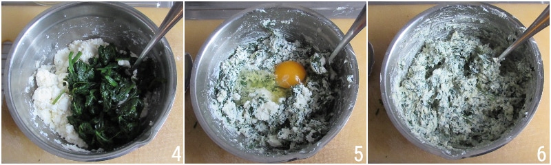 herzhafte Torte mit Ricotta und Spinat mit Blätterteig, einfaches, schnelles, vegetarisches rustikales Rezept il chicco di mais 2 Füllung machen