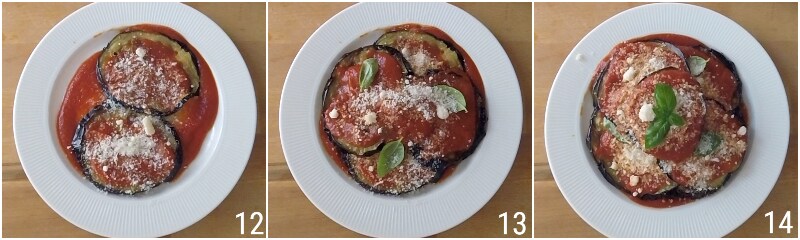 kalte Parmigiana auf dem Teller originale sizilianische Rezept Auberginen alla Parmigiana ohne Ofen il chicco di mais 5 unire parmigiano