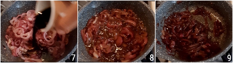 karamellisierte rote Zwiebeln mit Balsamicoessig für Käse Hamburger einfaches Rezept il chicco di mais 3 mit Essig kochen