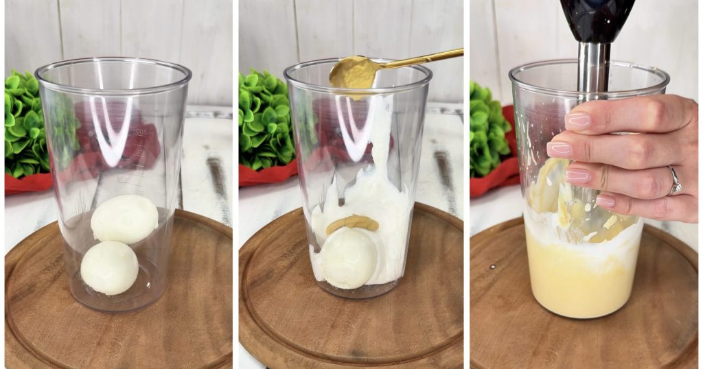 Mayonnaise mit hartgekochten Eiern