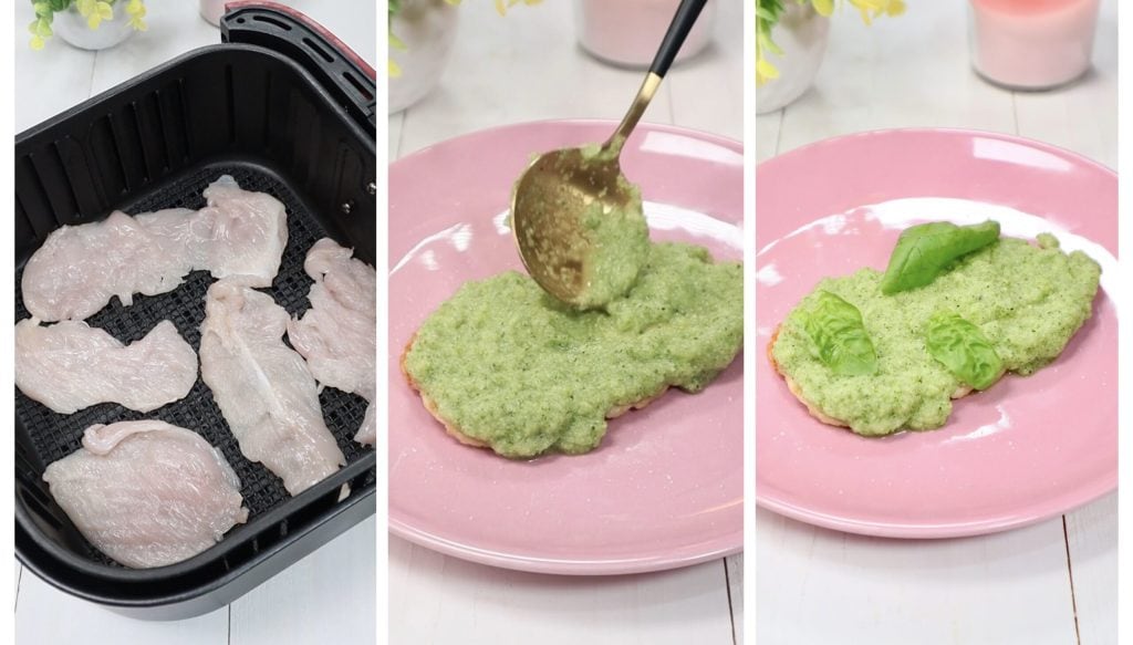 Hähnchenscheiben mit Zucchini-Creme aus der Heißluftfritteuse