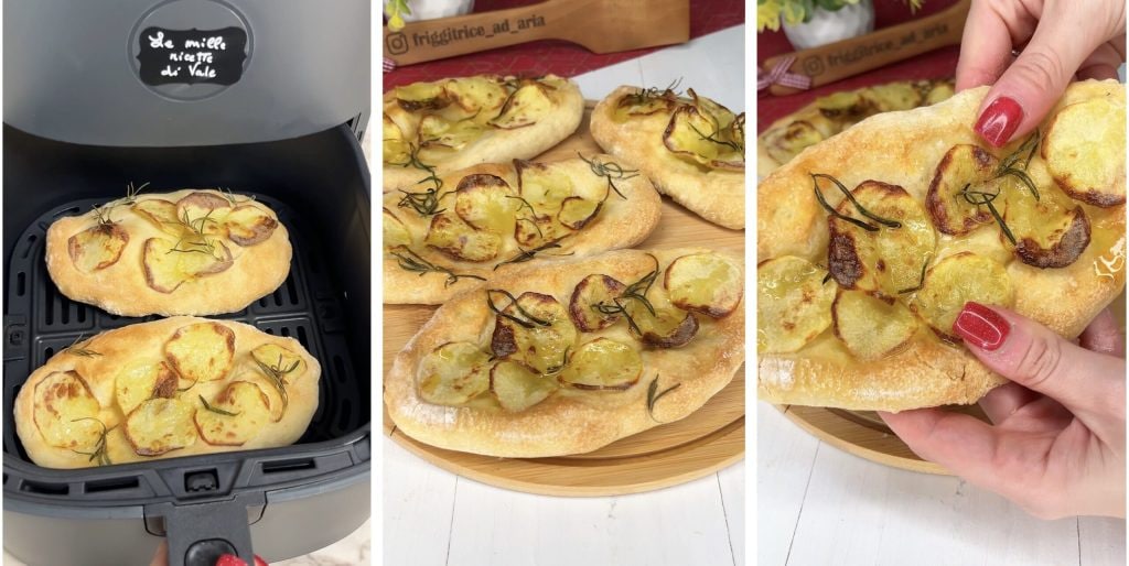 Lange Pizzetten mit Kartoffeln und Rosmarin in der Heißluftfritteuse