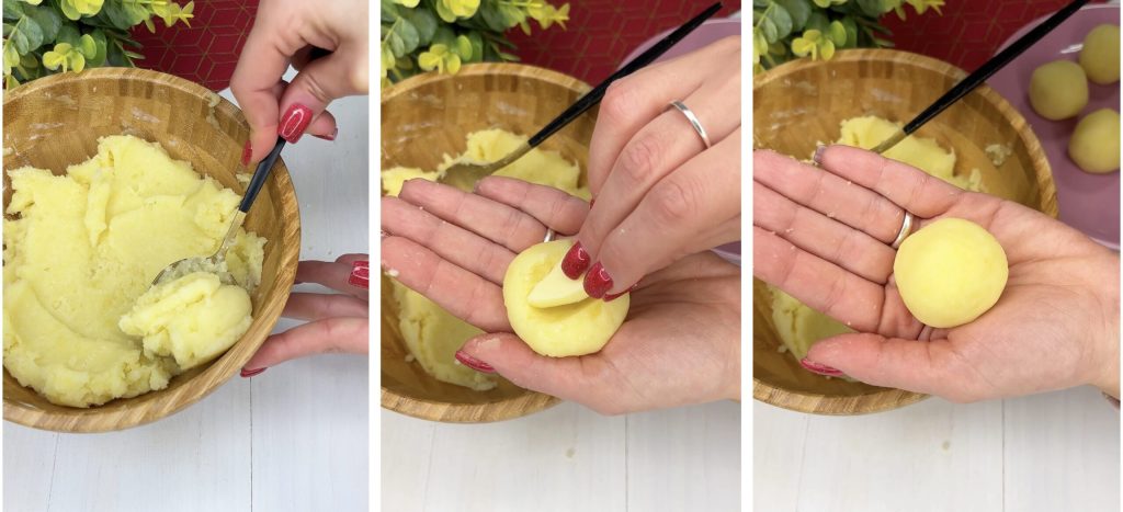 Käsegefüllte Kartoffelbällchen in der Heißluftfritteuse