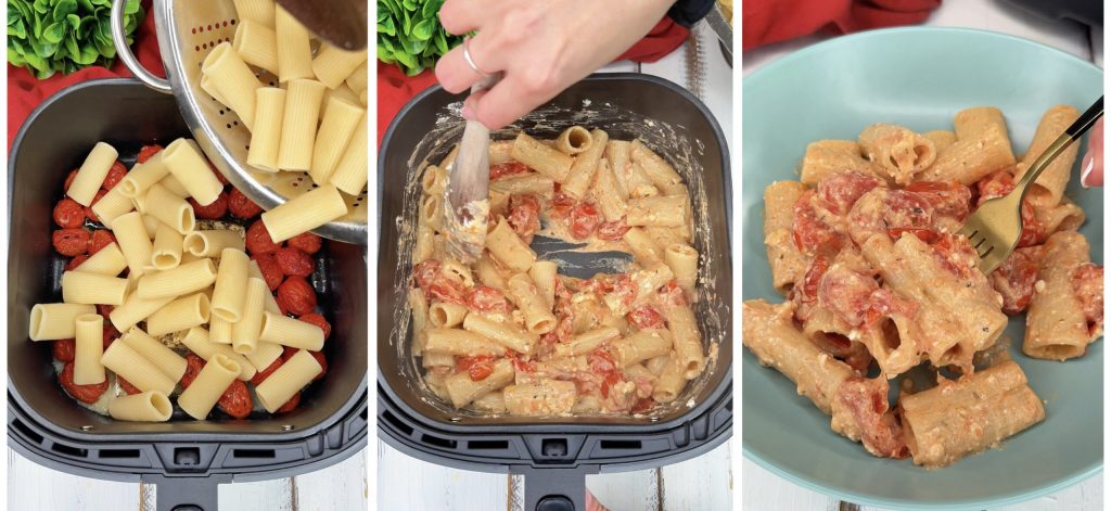 Pasta mit Feta und Kirschtomaten in der Heißluftfritteuse oder im Ofen
