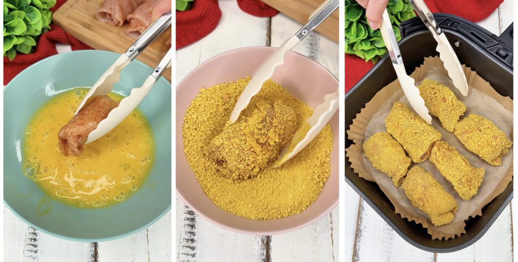 Würzige Hähnchenröllchen in der Heißluftfritteuse