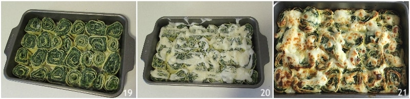 Rouladen aus Crêpes mit Ricotta und Spinat Rezept, einfaches vegetarisches Hauptgericht, eindrucksvoll, il chicco di mais 7 im Ofen backen