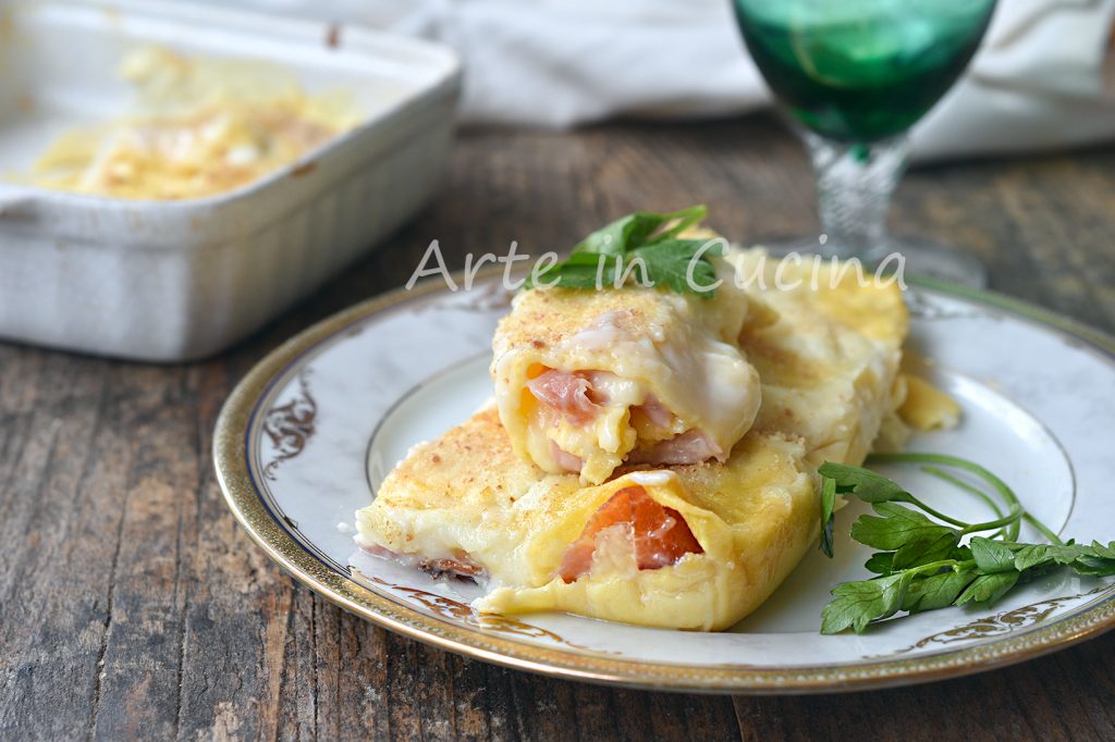 Blech mit Crêpes Speck und Stracchino