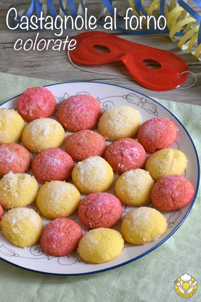 v_ bunte weiche Castagnole aus dem Ofen mit Limoncello, Alchermes oder alkoholfreier Tränke, Karnevalsrezept auch glutenfrei, der Maiskorn