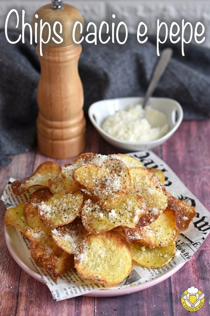 v_ Chips Cacio e Pepe Originalrezept römische knusprige Kartoffelchips mit Pecorino und Pfeffer il chicco di mais