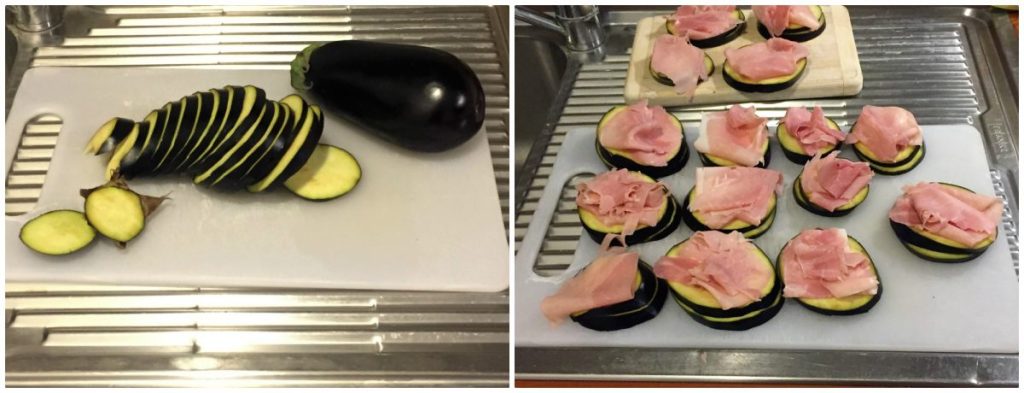 frittierte Auberginen gefüllt mit Schinken und Käse