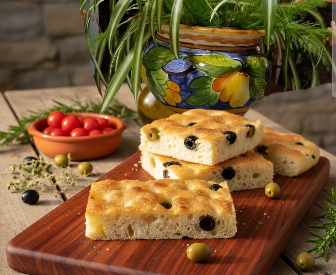 Focaccia mit Oliven
