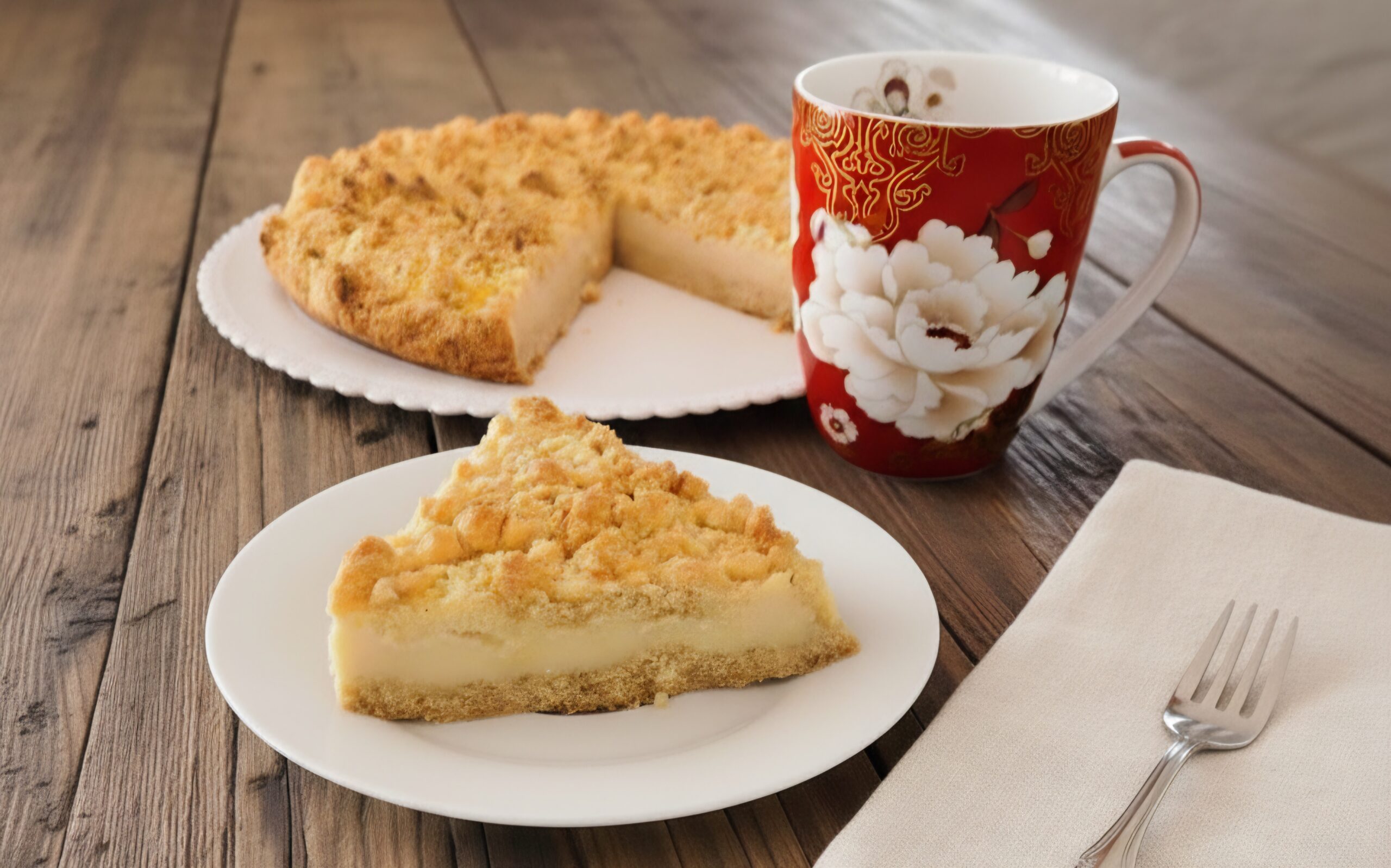 Zitronen-Crumble-Kuchen mit Duftcreme