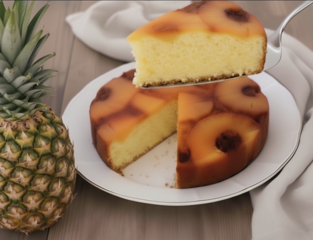 Gestürzter Kuchen mit karamellisierten Ananas
