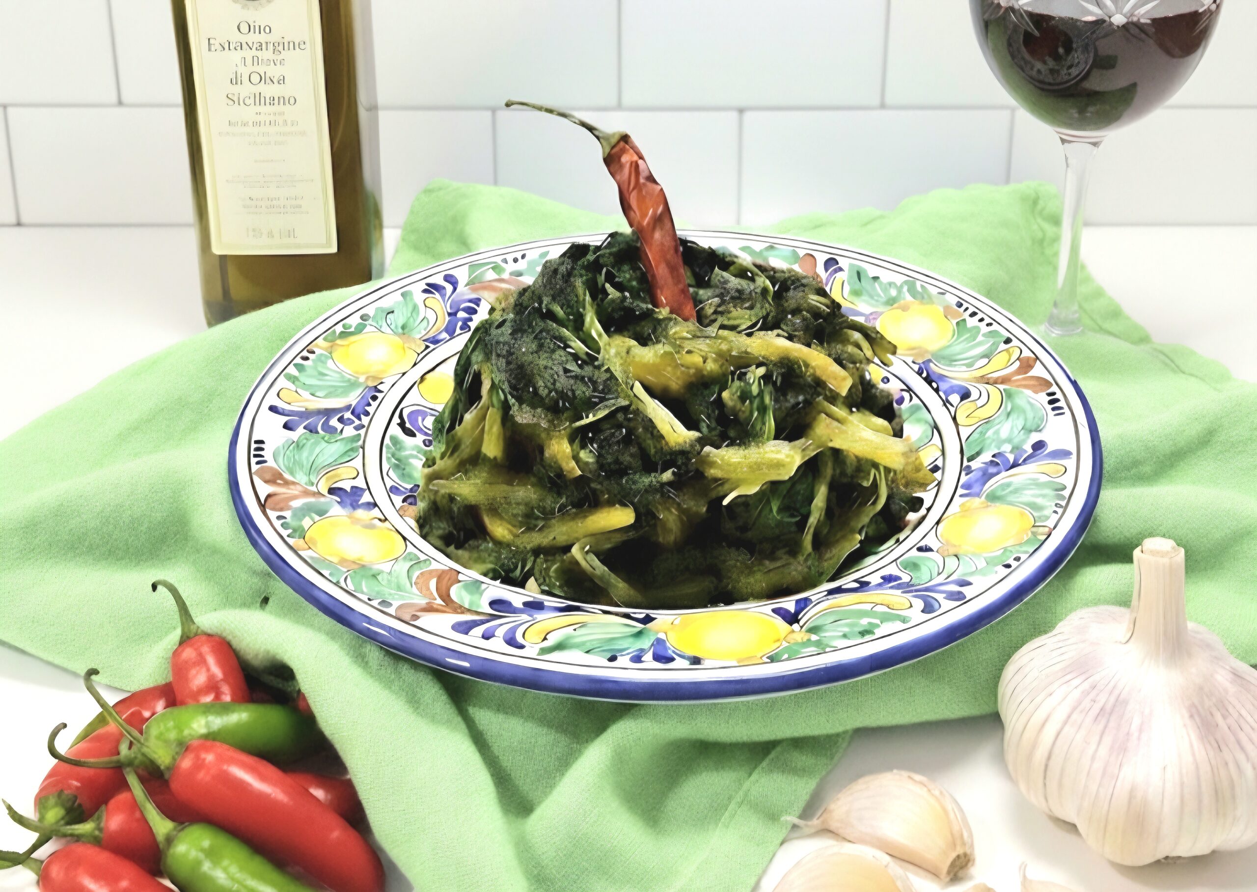 In der Pfanne sautierter Stängelkohl