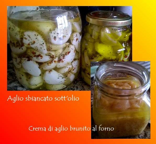 IN ÖL EINGELEGTER GEBLEICHTER KNOBLAUCH UND GERÖSTETE KNOBLAUCHCREME