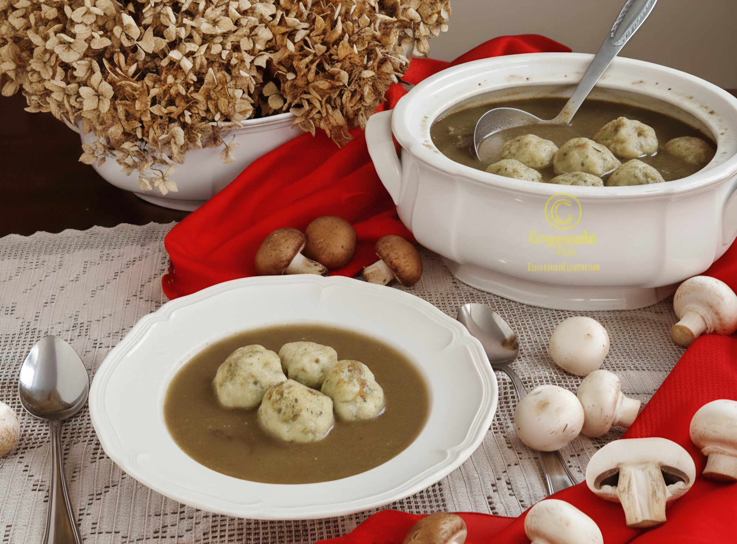 Die Knödel in Pilzbrühe