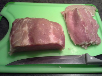 in Scheiben geschnittenes Schweinefilet