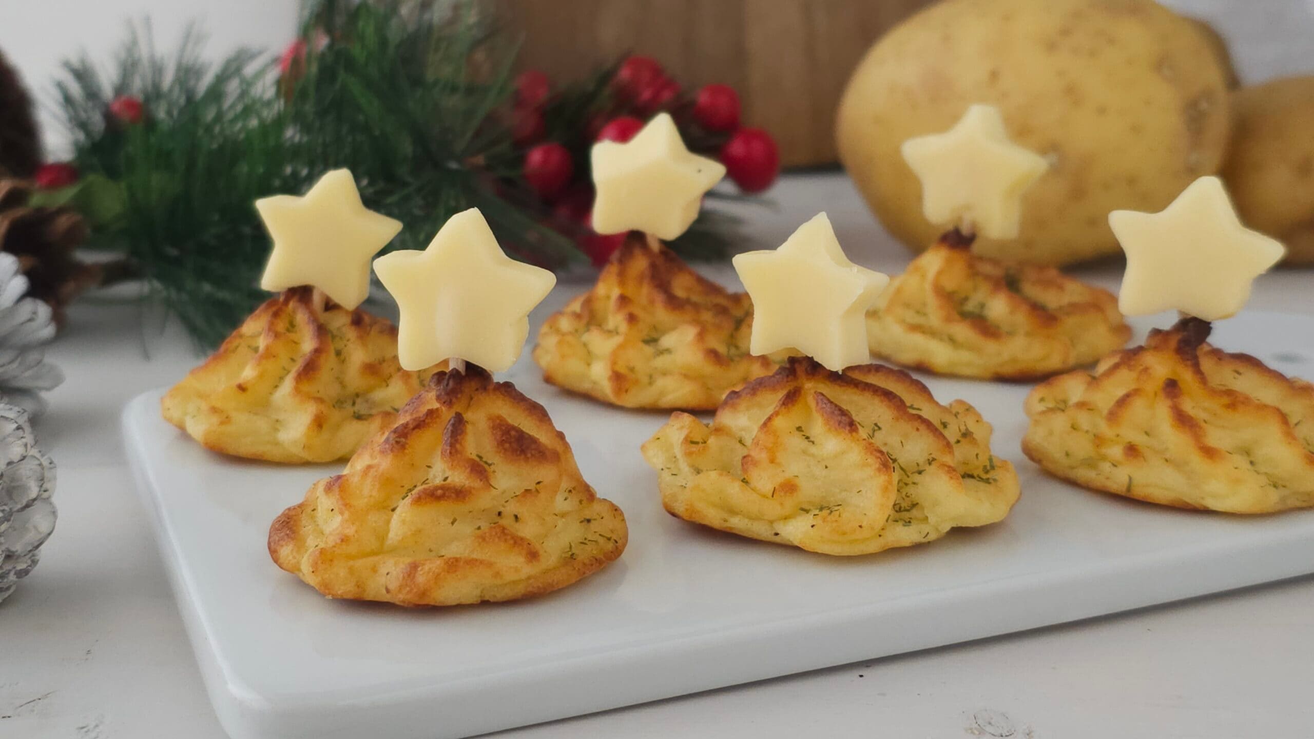 Weihnachtsbäumchen aus Herzoginkartoffeln
