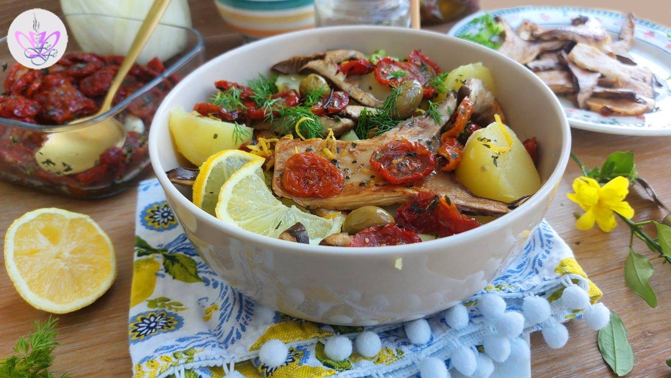 KARTOFFELSALAT, GEGRILLTE CARDONCELLI UND GETROCKNETE TOMATEN