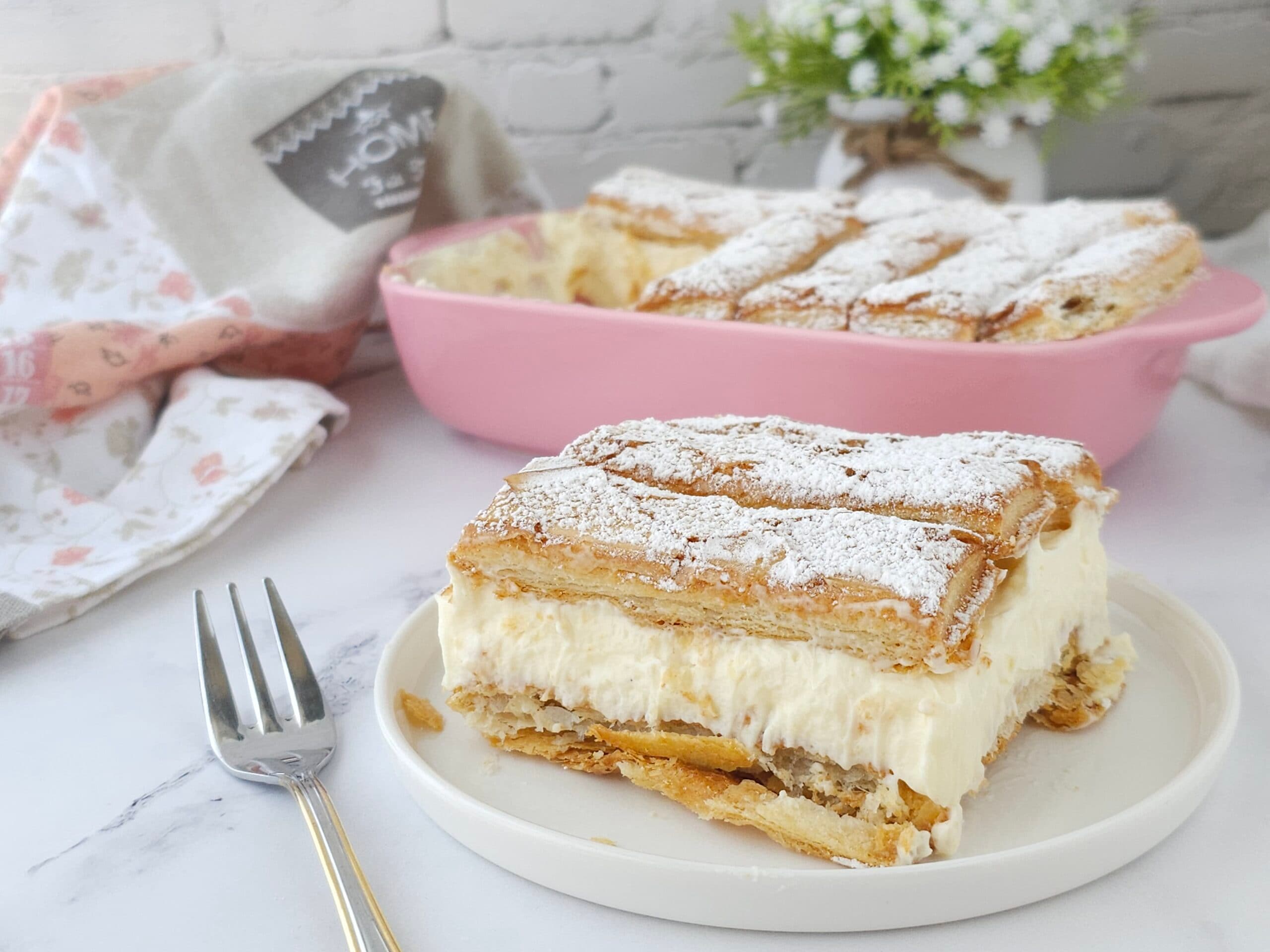 Blätterteig mit Blätterplätzchen und Mascarpone-Pudding