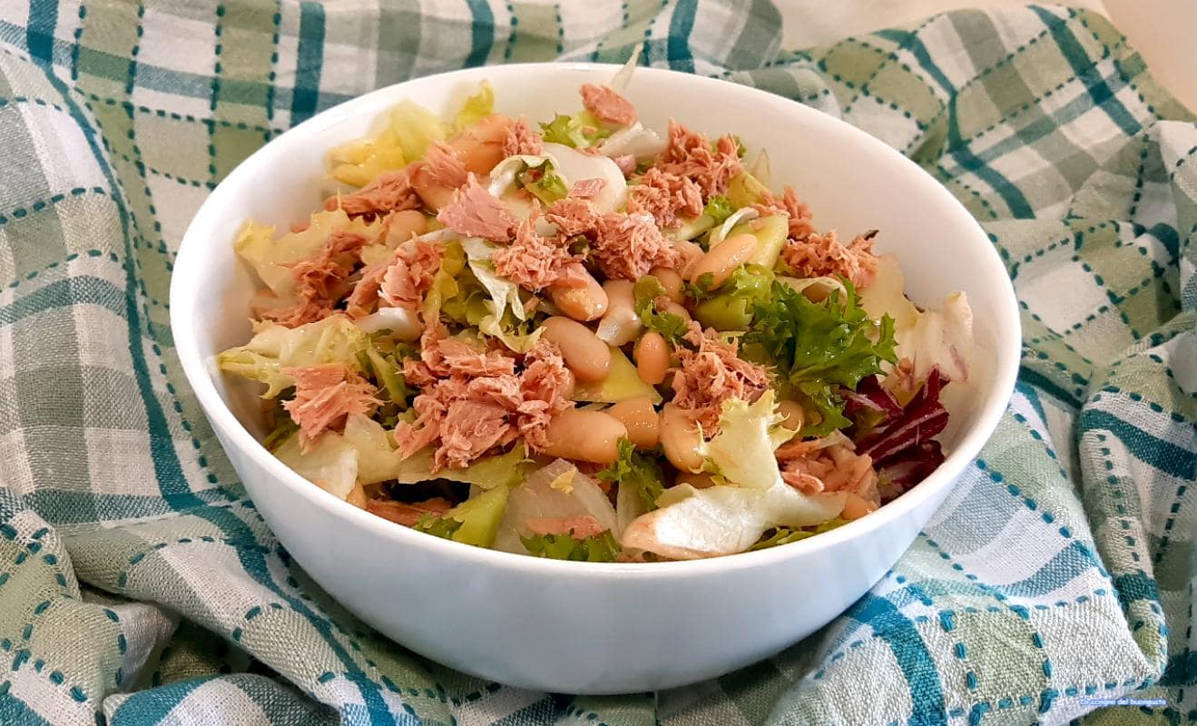 Gemischter Salat mit Thunfisch und Bohnen