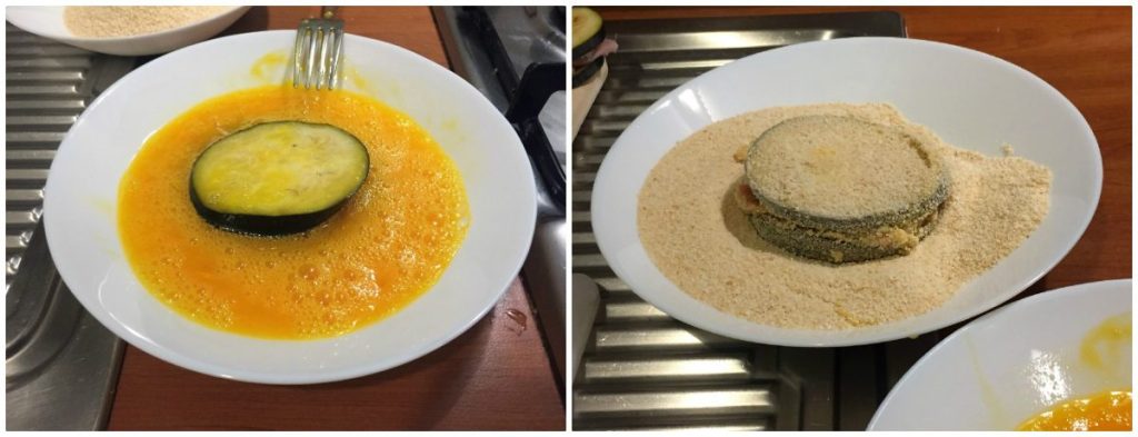 frittierte Auberginen gefüllt mit Schinken und Käse