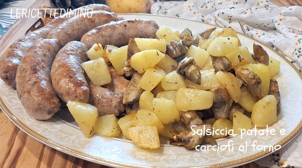 Wurst, Kartoffeln und Artischocken