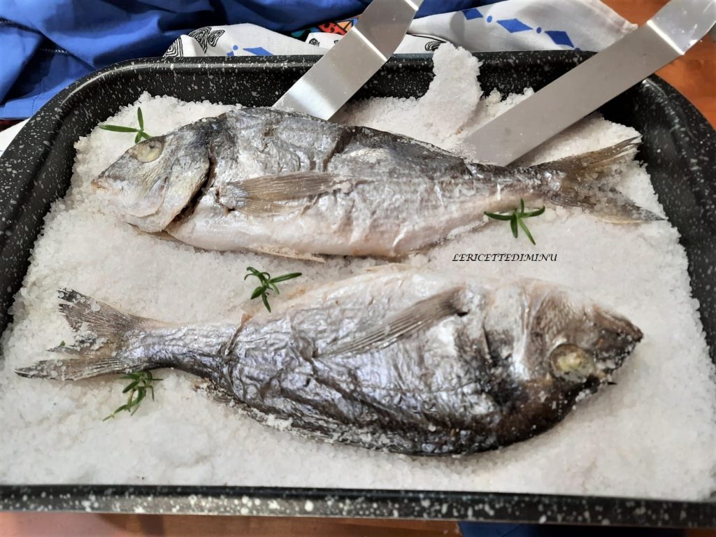 Wolfsbarsch in grober Salzkruste