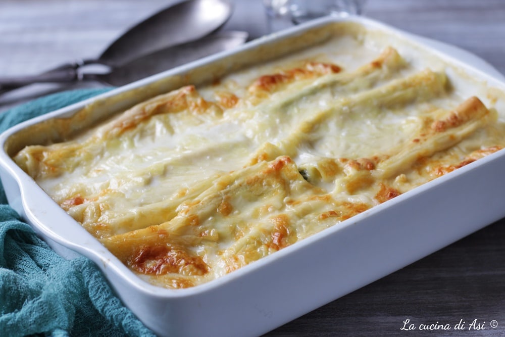 Cannelloni gratiniert in Weiß im Ofen