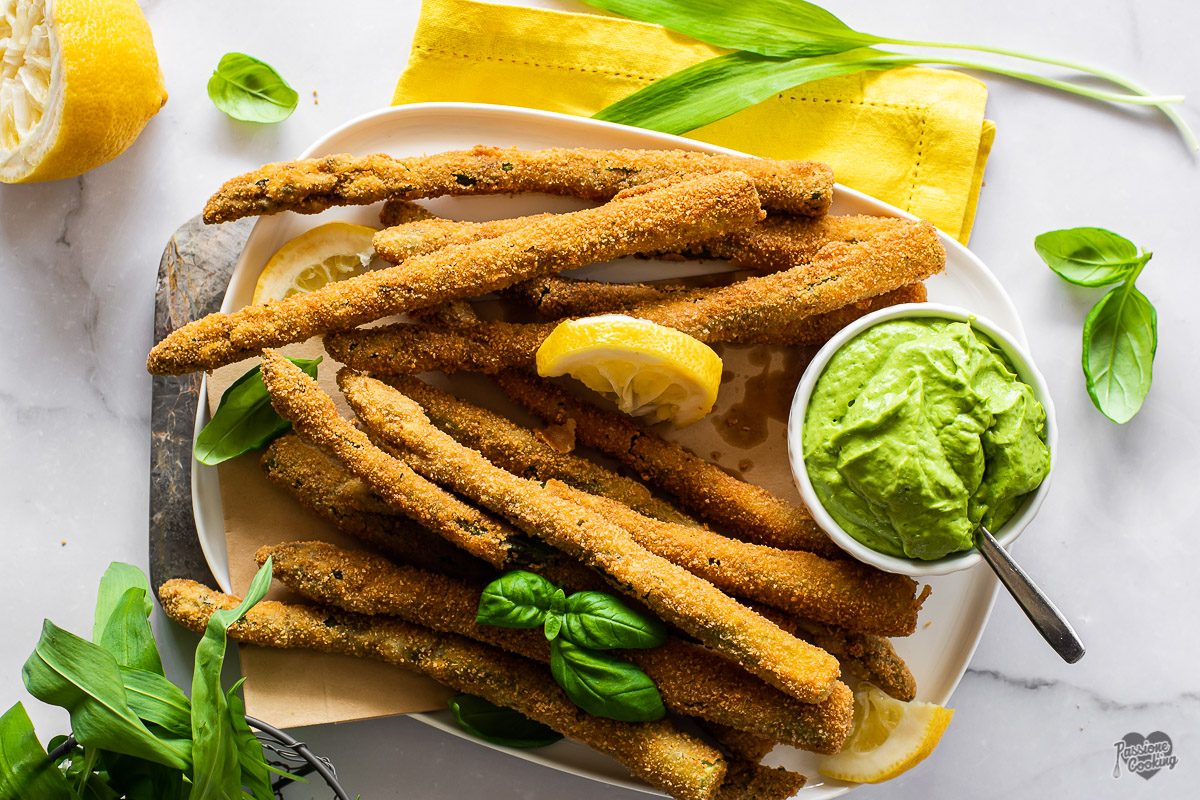 Frittierte Spargel mit Bärlauchsoße