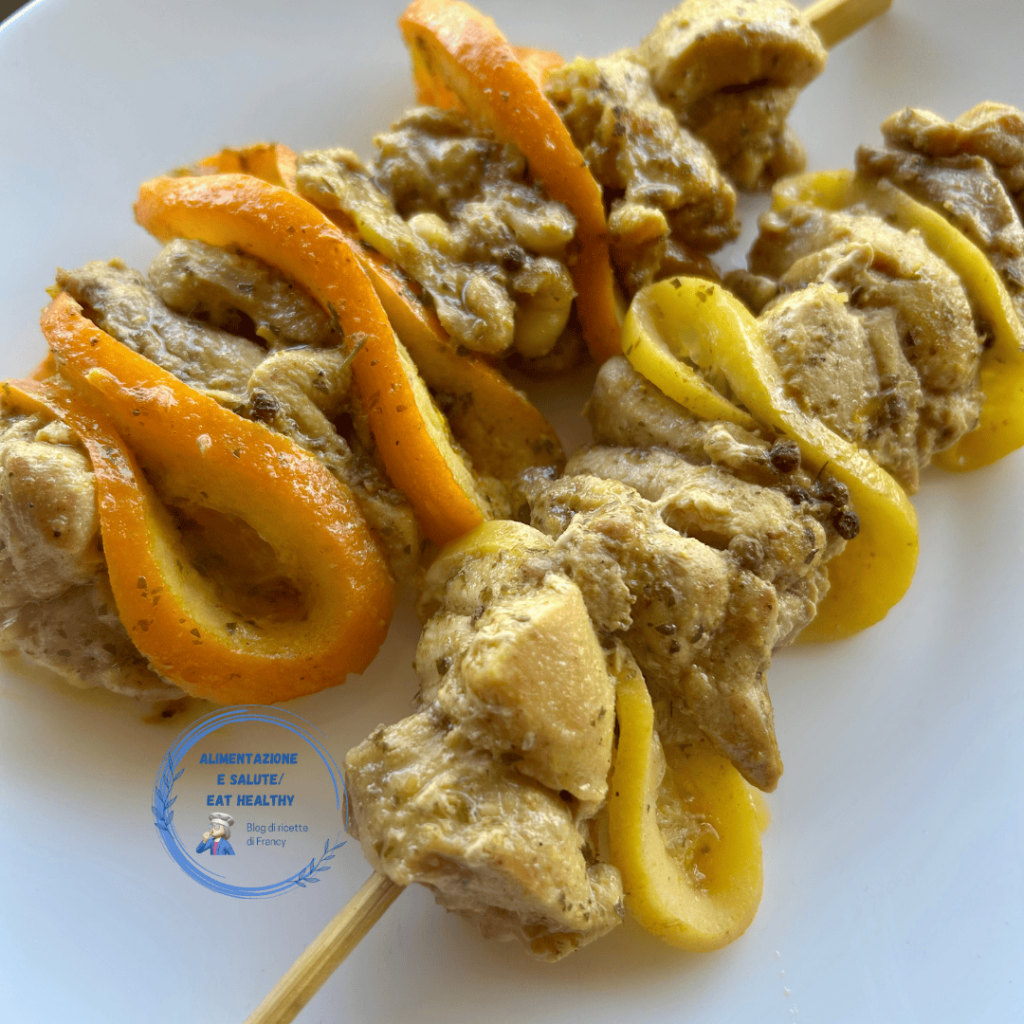 Hähnchenspieße mit Zitrusfrüchten und Gewürzen