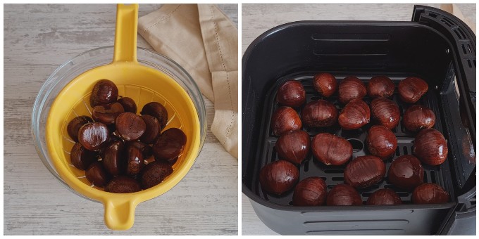 Kastanien in der Heißluftfritteuse, Zubereitung