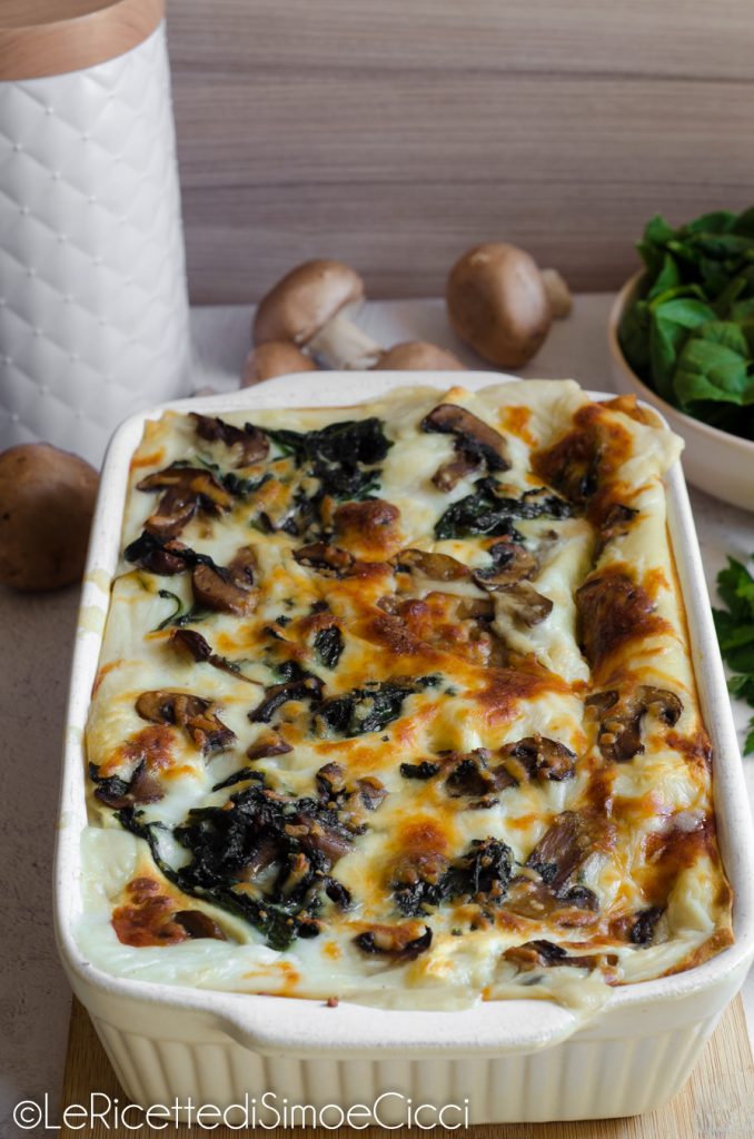 Lasagne mit Pilzen und Spinat