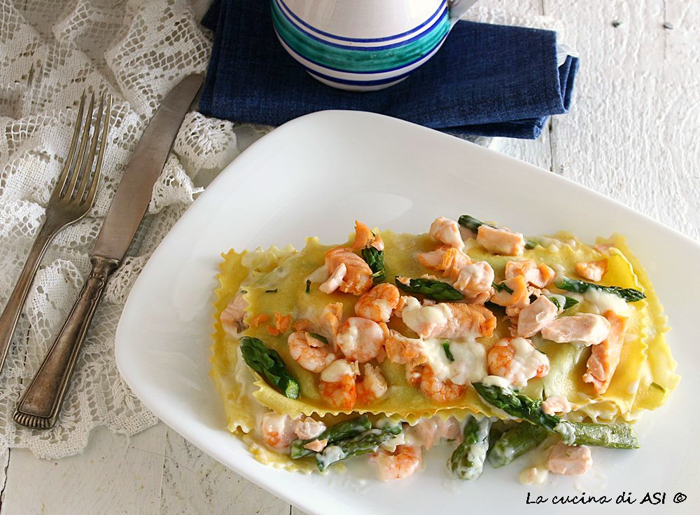 Lasagnette Spargel Lachs Garnelen