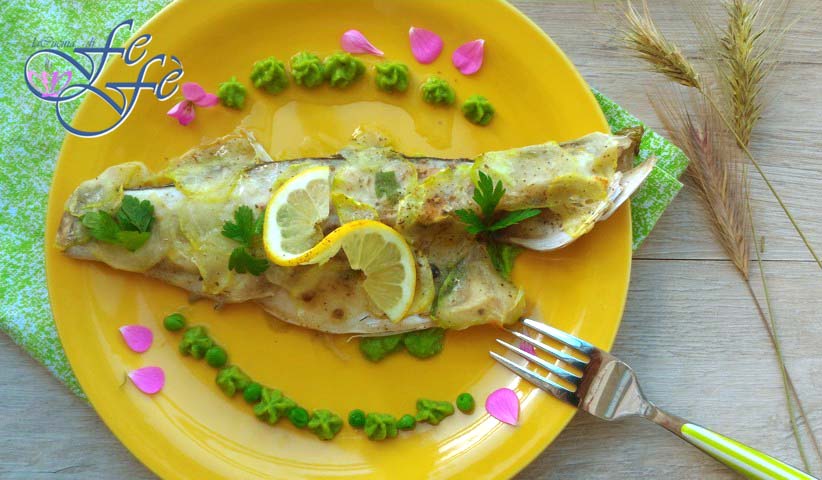 WOLFSBARSCHFILETS IN ZUCCHINIKRUSTE UND ERBSENCREME