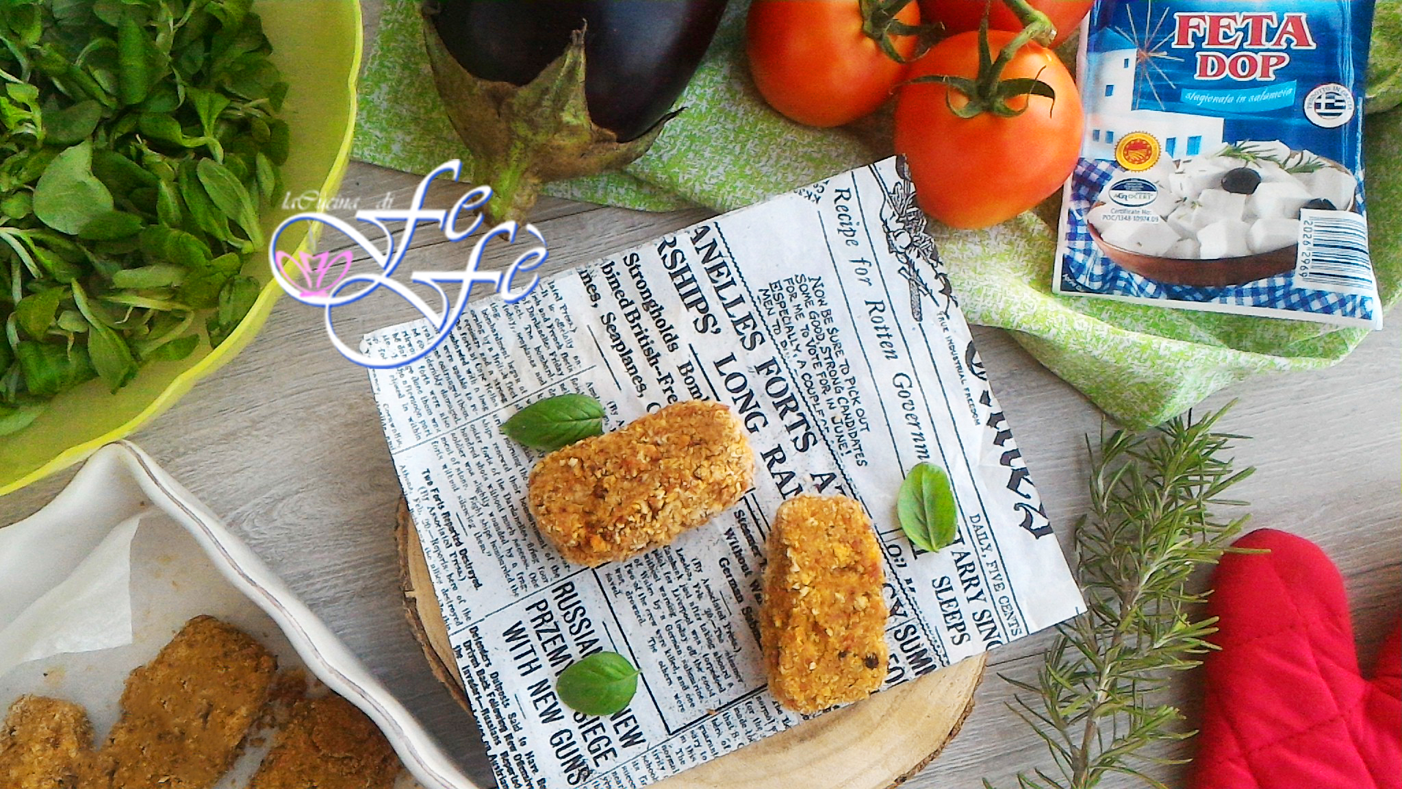 AUBERGINEN-KROKETTEN MIT FETA UND GETROCKNETEN TOMATEN