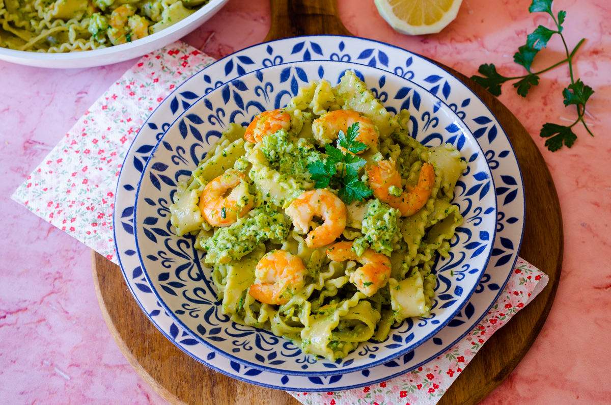 Pasta mit Garnelen und Zitrusfrüchte-Pesto