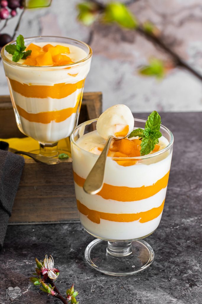 Ricottacreme mit Mangosauce