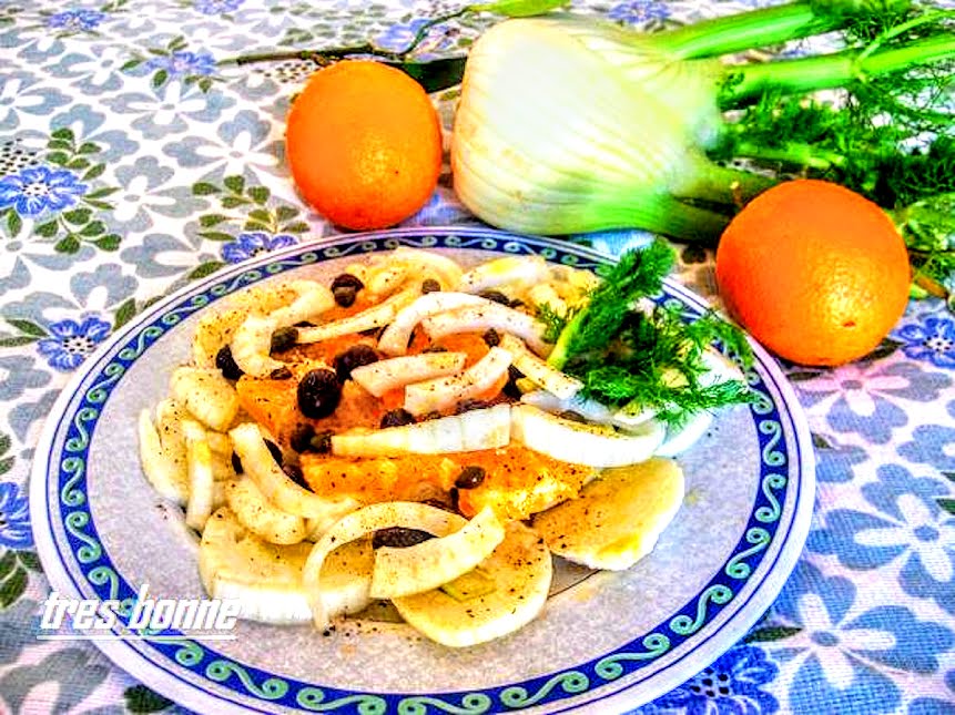 Fenchelsalat mit Orangen und schwarzen Oliven