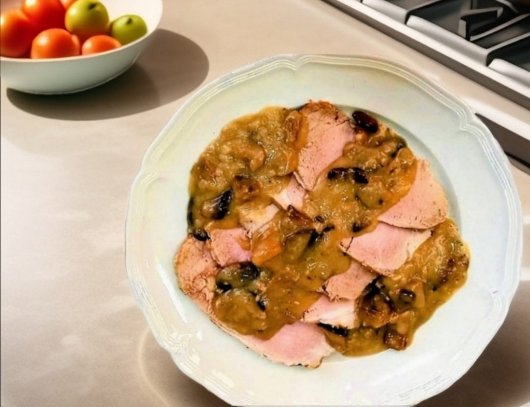 Schweinerücken in Milch mit Pilzcreme