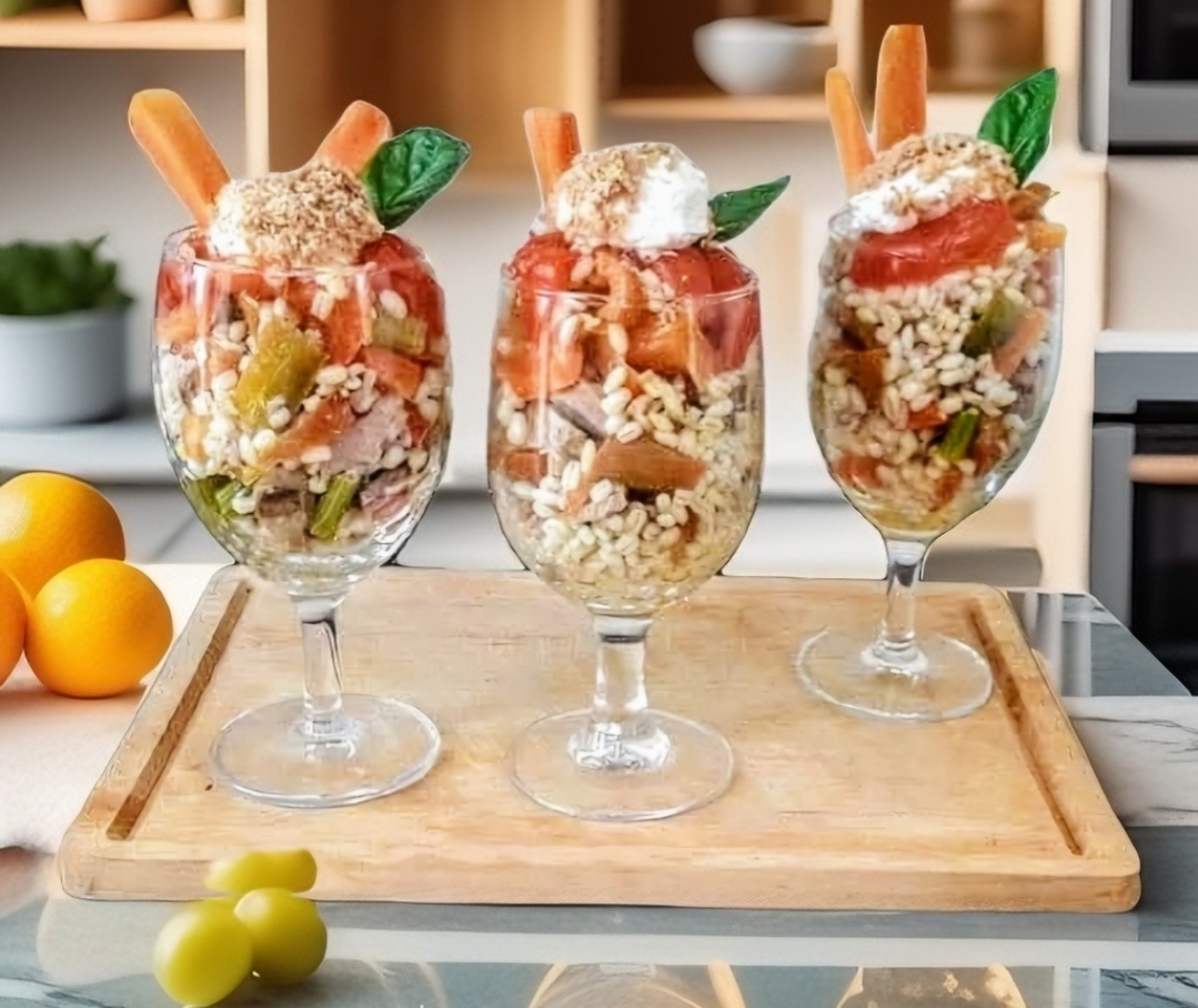 Gerste-Salat und Thunfisch-Bottarga