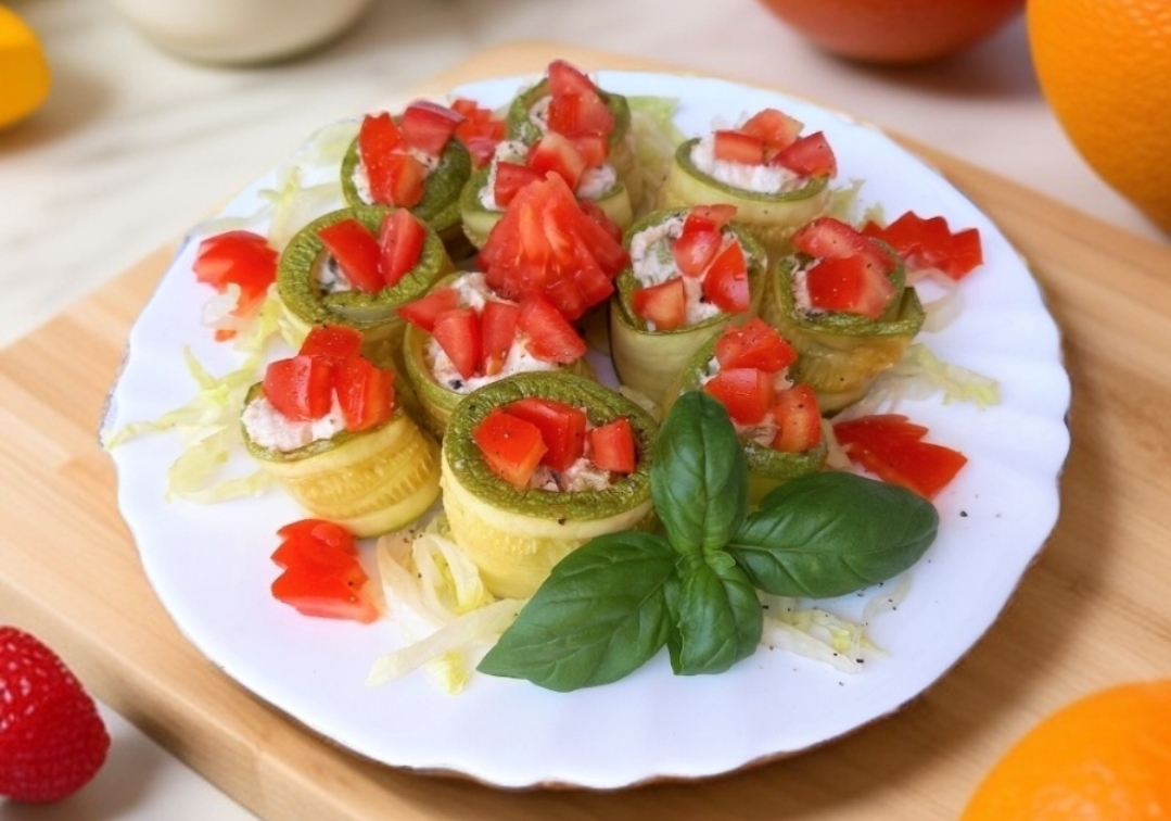 Zucchini mit Ricotta und Putenbrust