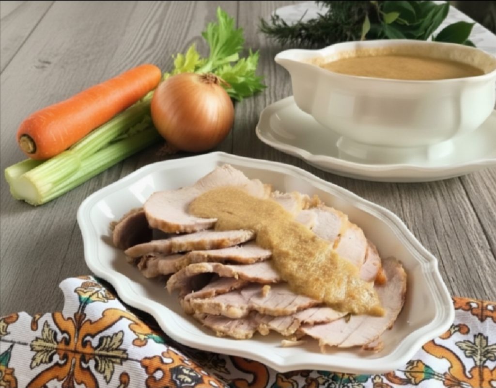 Schweinerücken in Sahnesauce