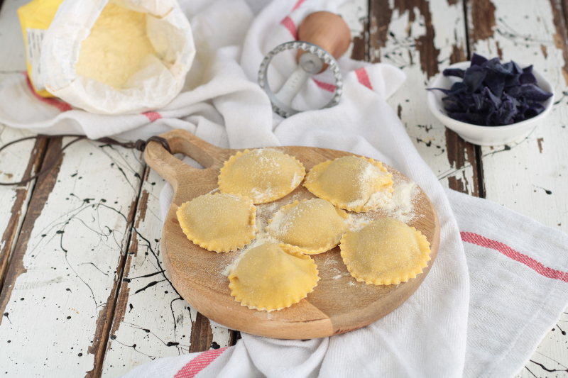 Gefüllte Tortelli mit Rotkohl