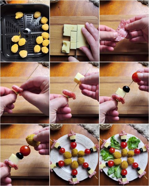 Zubereitung des Weihnachts-Aperitif-Kranzes