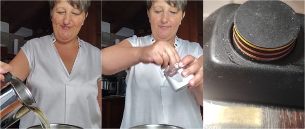 fügen Sie die Brühe hinzu, salzen Sie und kochen Sie 2 Minuten ab dem ersten Pfeifen