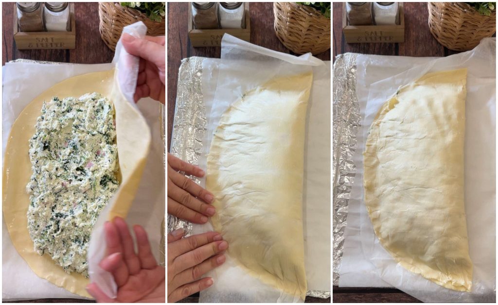 Geblätterte Calzone mit Ricotta und Spinat